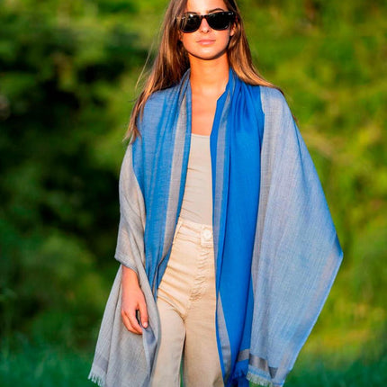 Foulard in Lana Misto Seta Azzurro ASW37F AZUL Colores de Otono 