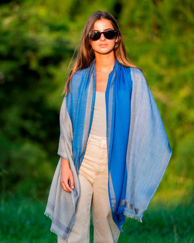 Foulard in Lana Misto Seta Azzurro ASW37F AZUL Colores de Otono 
