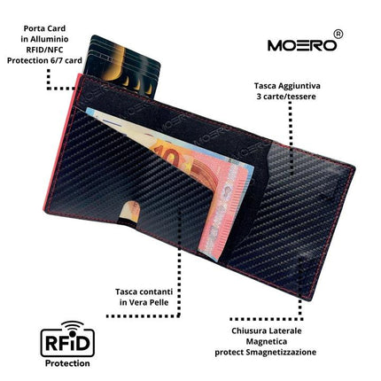Moero Pro Carbon Racing Red Zip Portafoglio Slim - MARIO SPATARELLA