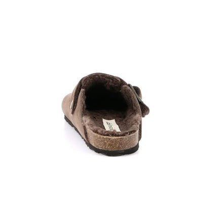 Grunland Pantofola Sabot Donna in Camoscio Tortora con Fodera Peluche - MARIO SPATARELLA
