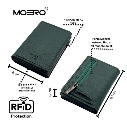 Moero Pro Saffiano Green Zip Portafoglio Slim PRO SAFFIANO VERDE ZIP GREEN Moero 