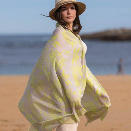 Foulard Pareo in Cotone Stampato Fantasia Verde ACT118C COOTN VERDE LIMA Colores de Otono 