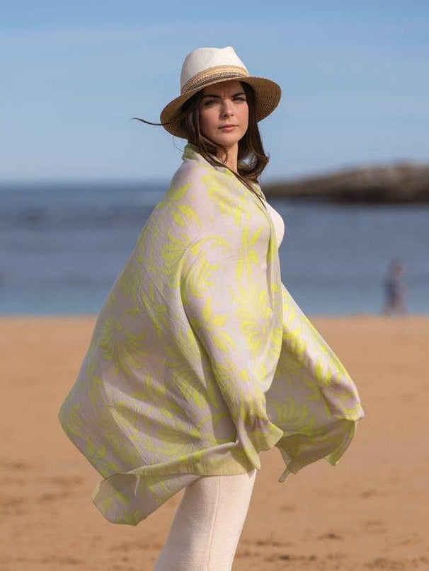 Foulard Pareo in Cotone Stampato Fantasia Verde ACT118C COOTN VERDE LIMA Colores de Otono 