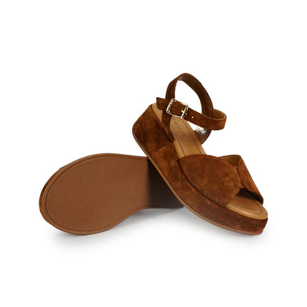 Frau Sandali con Zeppa Donna in Camoscio Bruciato 04B2 VELOUR BRUCIATO Frau 