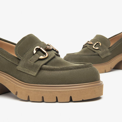 Nero Giardini Mocassini Donna con Tacco e Morsetto in Camoscio Bosco - MARIO SPATARELLA