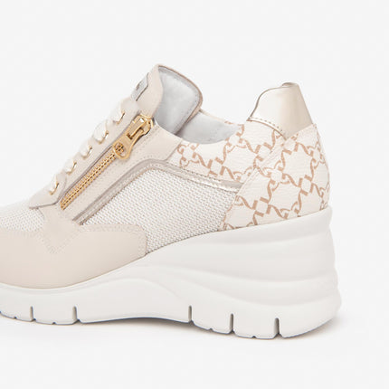 Nero Giardini Sneakers Donna con Zeppa in Pelle Milk E512940D MILK 710 Nero Giardini 