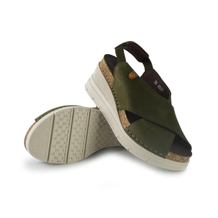 Jungla Sandali Donna con Zeppa in Pelle Verde 8027 PRADO Jungla 