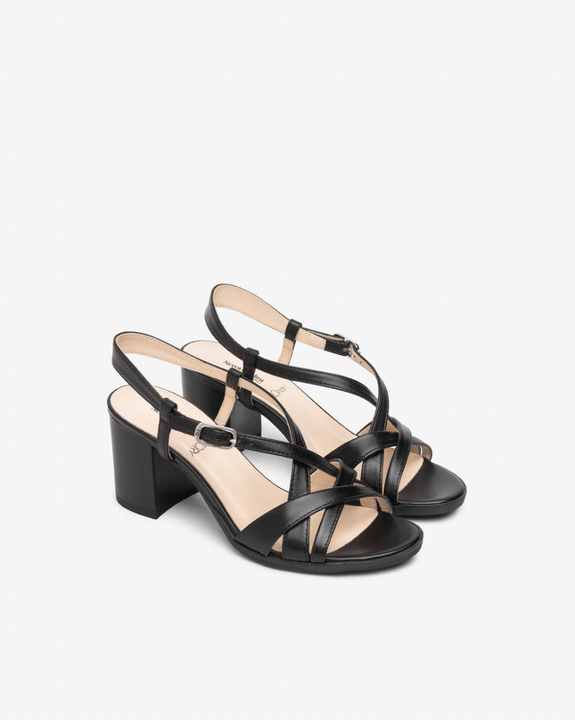 Nero Giardini Sandali Donna con Tacco in Pelle Nera E615752D NERO 100 Nero Giardini 
