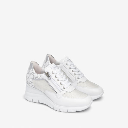 Nero Giardini Sneakers Donna con Zeppa in Pelle Bianca E512940D BIANCO 707 Nero Giardini 