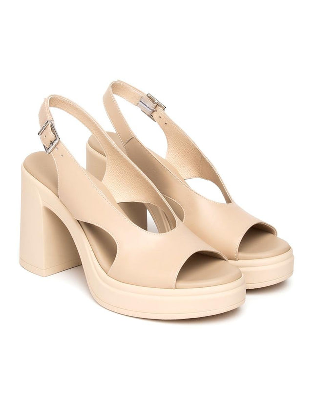 NeroGiardini Sandali Slingback Donna con Tacco Alto e Plateau in Pelle Lino - MARIO SPATARELLA