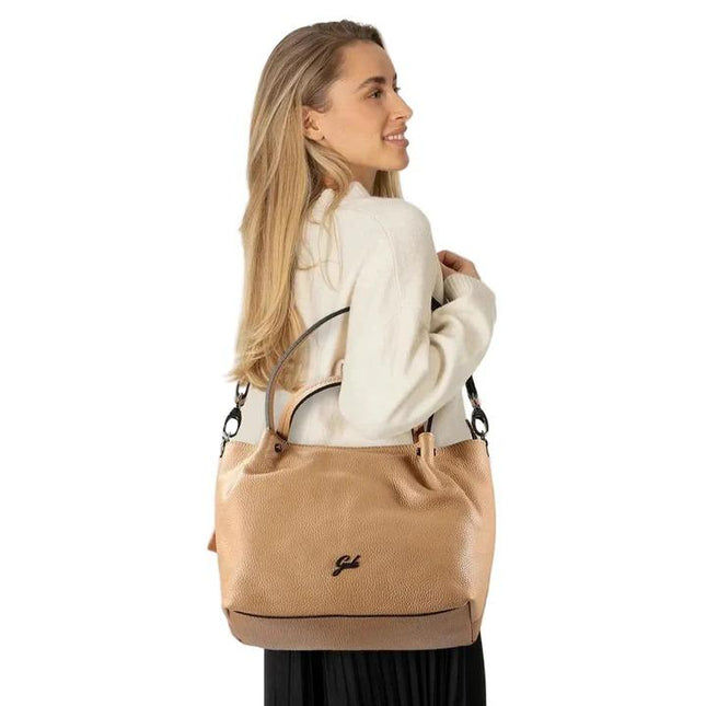 Gabs Borsa Donna Shopper in Pelle Cuoio Nocciola LILLY TG S CAMOSCIO CUOIO Gabs 