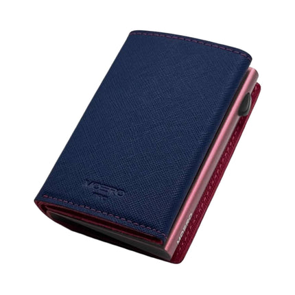 Moero Pro Plus Saffiano Blu e Magenta Zip Portafoglio Slim - MARIO SPATARELLA