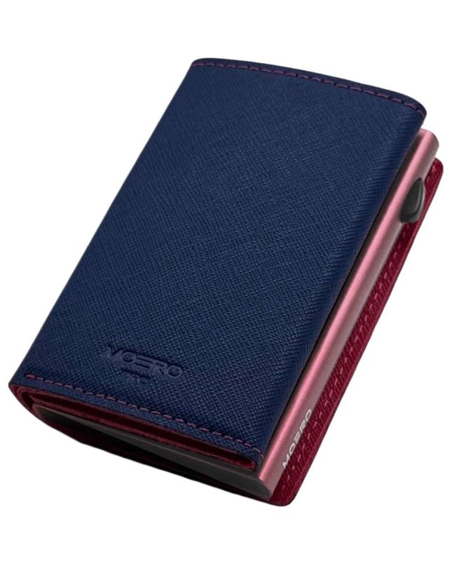 Moero Pro Plus Saffiano Blu e Magenta Zip Portafoglio Slim - MARIO SPATARELLA