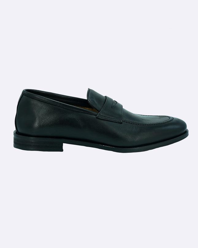 Mocassino College in Pelle Nero Fondo Cuoio Elegante GOLD 1 NERO Rogal's 