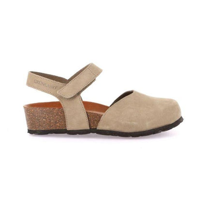Grunland Sandali Chiusi con Plantare Sughero Bio Donna in Nabuk Kaki SB2412 LEFT KAKI Grunland 