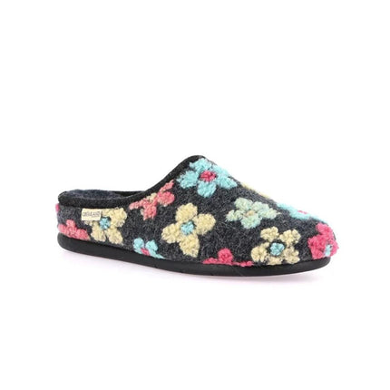 Grunland Pantofola Ciabatta Donna in Feltro Fantasia Fiori Blu - MARIO SPATARELLA