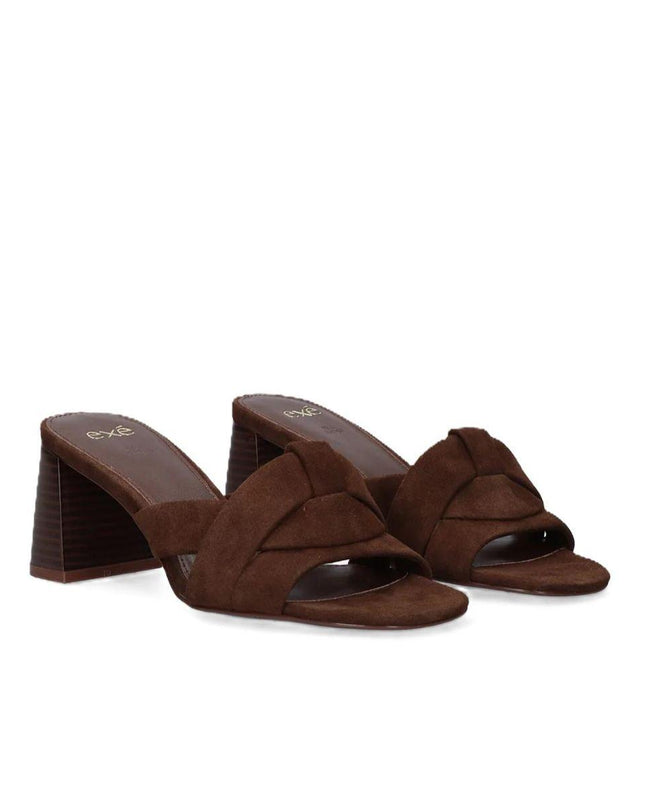 Exe Sandalo Sabot Donna con Tacco Alto in Camoscio Testa di Moro VENETO 576 BROWN Exe 