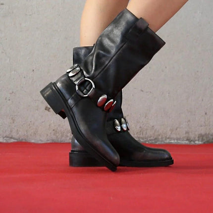 Bruno Premi Stivali Biker Donna in pelle Nero OL ALIA BM4101 GUN Bruno Premi 