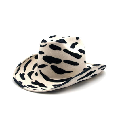 Cappello Fedora Cowboy Animalier FEDORA THE WEST NUDE SPOTTED WHITE NINETOWEAR 