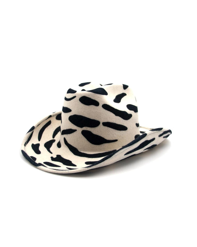 Cappello Fedora Cowboy Animalier FEDORA THE WEST NUDE SPOTTED WHITE NINETOWEAR 