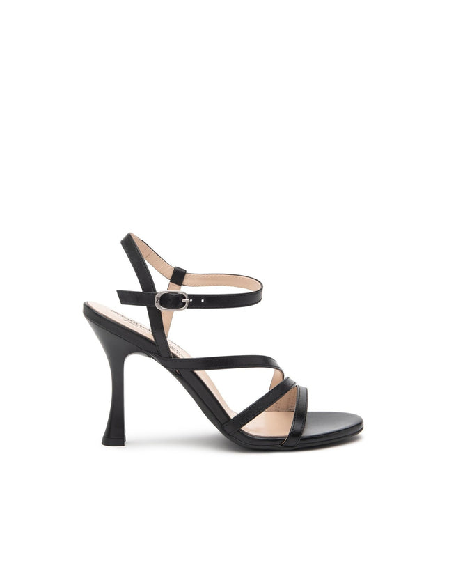 Nero Giardini Sandali Donna Tacco Alto Rocchetto in Pelle Nera - MARIO SPATARELLA