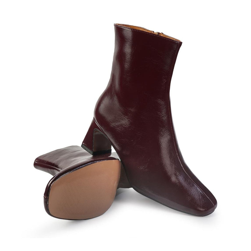 Exe Stivaletti Donna con Tacco in Naplak Vino - MARIO SPATARELLA