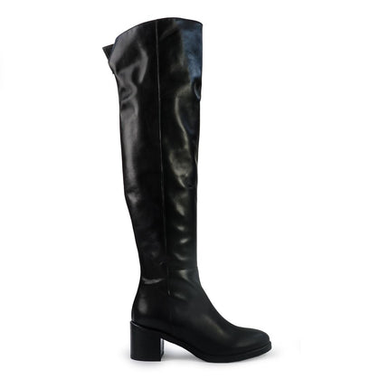 Gianni Crasto Stivale Donna in Pelle Nera con Tacco Medio e Gambale Alto Sopra il Ginocchio 2530G BLACK Gianni Crasto 