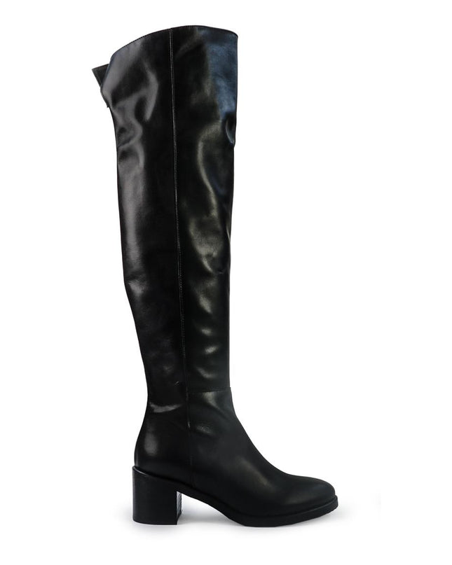 Gianni Crasto Stivale Donna in Pelle Nera con Tacco Medio e Gambale Alto Sopra il Ginocchio 2530G BLACK Gianni Crasto 