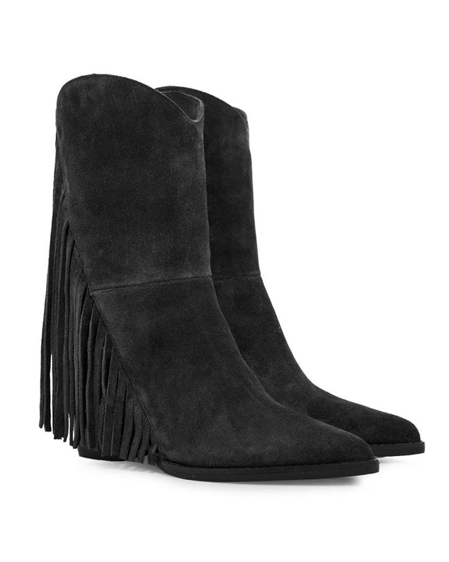 Tsakiris Mallas Stivali Texani Donna con Frange in Camoscio Nero 515 ORLANDO BLACK Tsakiris Mallas 