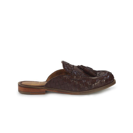 Taj Sandalo Sabot Donna in Pelle Intrecciata Marrone - MARIO SPATARELLA