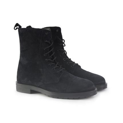 Stivaletto Donna Stringato Alto Camoscio Blu 87C8 NAVY Frau 