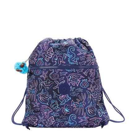 Kipling Sacca in Tessuto Fantasia Blu SUPERTABOO DISCO FISH Kipling 