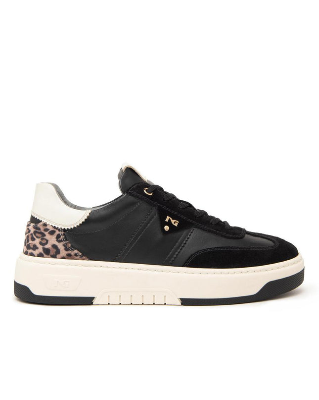 Nero Giardini Sneakers Donna in Pelle Nero Multicolor Animalier I411645D NERO 100 Nero Giardini 