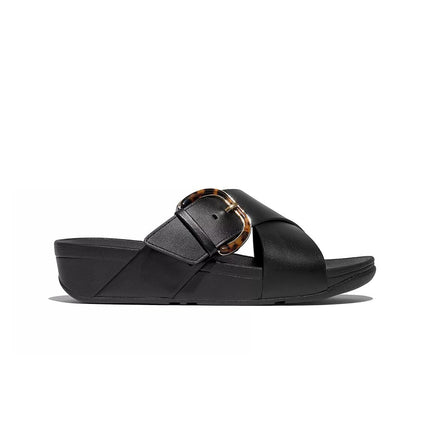 FitFlop Sandali Donna in Pelle Nero con Fibbia Maculata JE8-090 LULU ALL BLACK FitFlop 