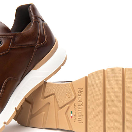 NeroGiardini Sneakers Bassa Uomo in Pelle Marrone E500640U BEIGE 412 Nero Giardini 