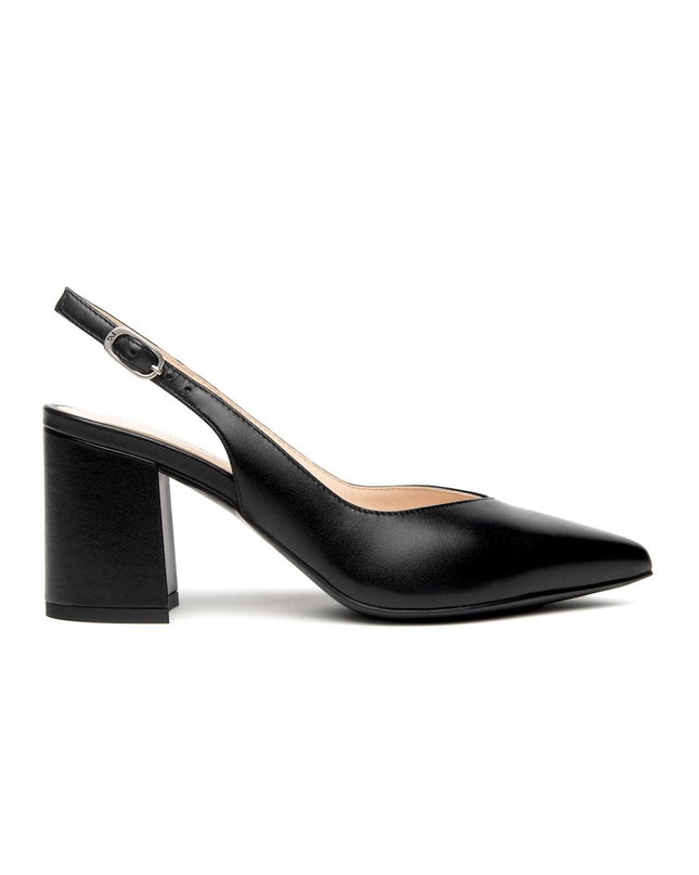 NeroGiardini Chane Mary Janel Sling Back con Tacco Largo in Pelle Nera E615520D NERO 100 Nero Giardini 