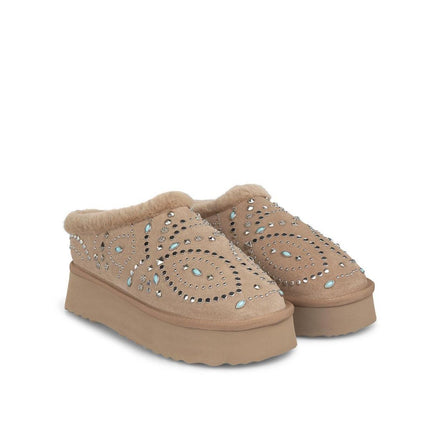 Sabot Donna Imbottite Fur con Borchie Beige I241045 CROSTA VISON Alma en Pena 
