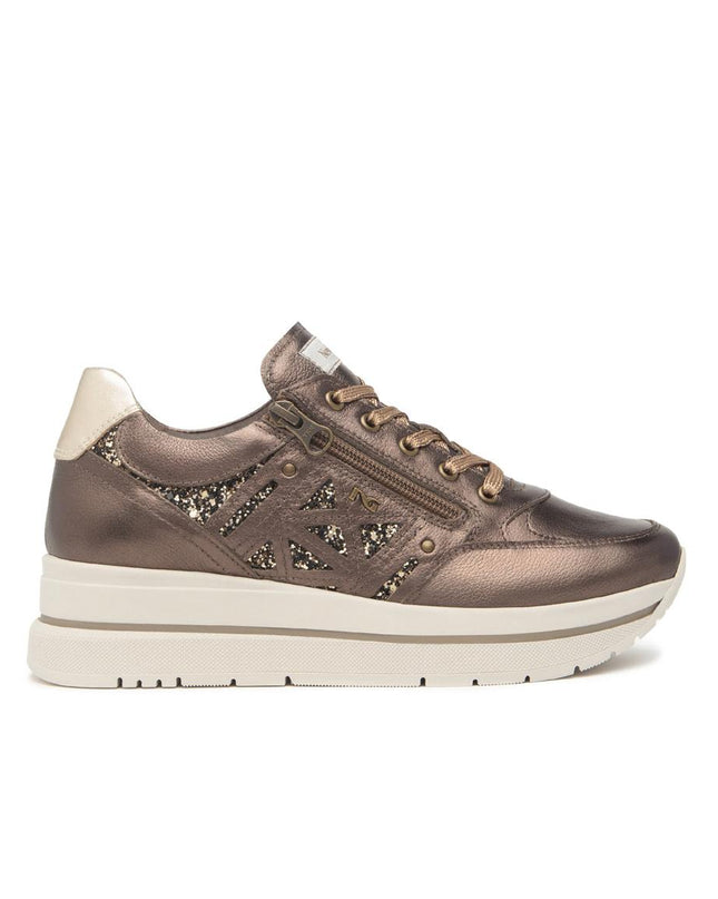 Nero Giardini Sneakers Donna in Pelle Laminata Moro e Glitter I514101D MORO 300 Nero Giardini 