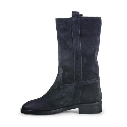 Spatarella Stivaletti Donna Tacco Basso Tubolare in Pelle Ingrassata Blu LP32 NAVY Spatarella 