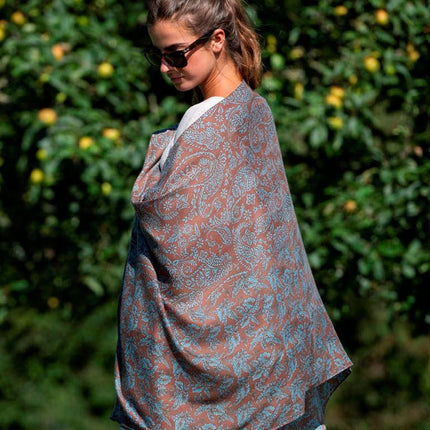 Foulard in Lana Misto Seta Marrone ASW42F MARRON Colores de Otono 