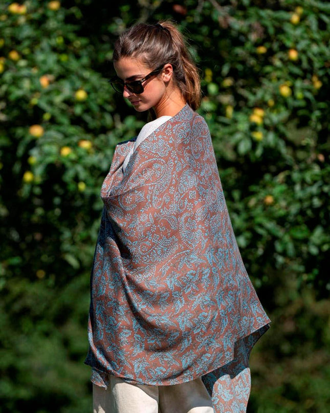 Foulard in Lana Misto Seta Marrone ASW42F MARRON Colores de Otono 