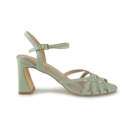 Francesco Milano Sandali Donna con Tacco in Pelle Verde G41-03 VERONA V Francesco Milano 