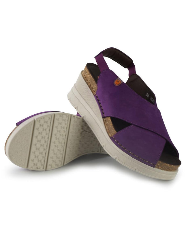 Jungla Sandali Donna con Zeppa in Pelle Viola 8027 PURPLE Jungla 