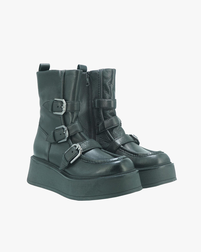 Stivaletti Donna in Pelle con Fibbie P78203 NERO Mjus 