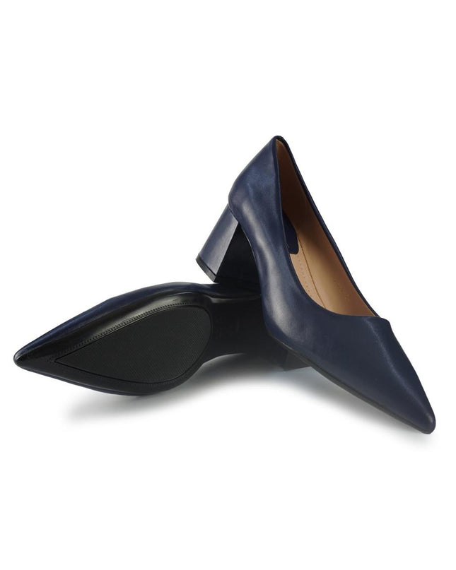 Francesco Milano Decollete in Pelle Blu Tacco Largo F11-01A SACCHETTO NAVY Francesco Milano 