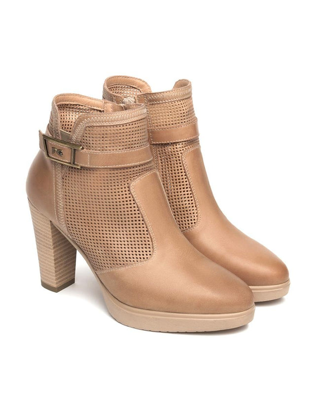 NeroGiardini Stivaletti Donna con Tacco e Plateau in Pelle Cuoio - MARIO SPATARELLA