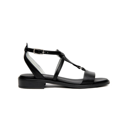 Nero Giardini Sandalo Donna Basso in Pelle Nera E615895D NERO 100 Nero Giardini 