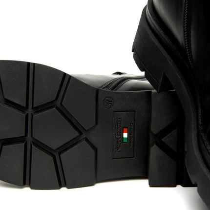 Nero Giardini Anfibi Donna in Pelle Nero - MARIO SPATARELLA