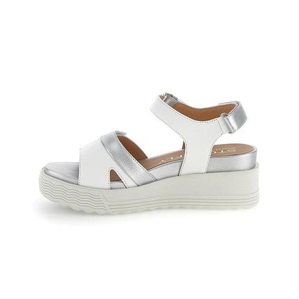 Stonefly Sandali Donna con Zeppa e Chiusura Velcro Argento 220899 PARKY WHITE SILVER Stonefly 