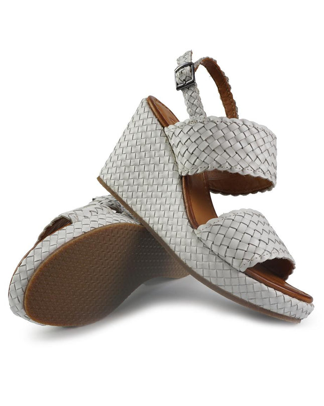 Vueva Sandali Zeppa Alta Donna in Pelle Intrecciata Bianca WD319R13M1 WHITE Vueva 